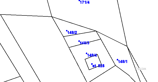 Parcela st. 148/3 v KÚ Lubno, Katastrální mapa