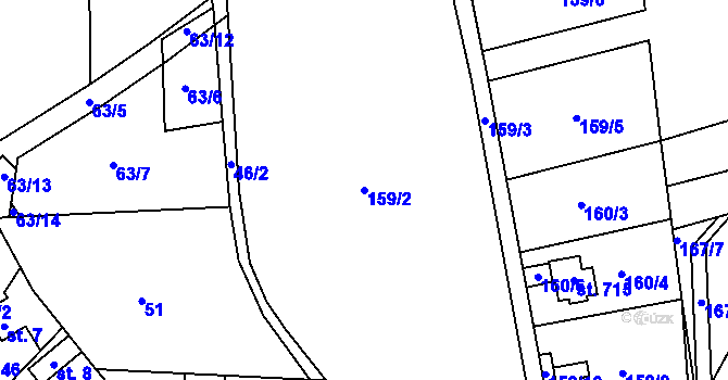 Parcela st. 159/2 v KÚ Lubno, Katastrální mapa