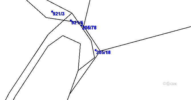 Parcela st. 205/18 v KÚ Lubno, Katastrální mapa