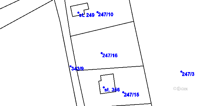 Parcela st. 247/16 v KÚ Lubno, Katastrální mapa