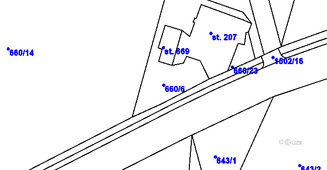 Parcela st. 660/6 v KÚ Lubno, Katastrální mapa