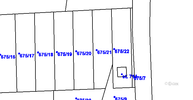 Parcela st. 675/21 v KÚ Lubno, Katastrální mapa