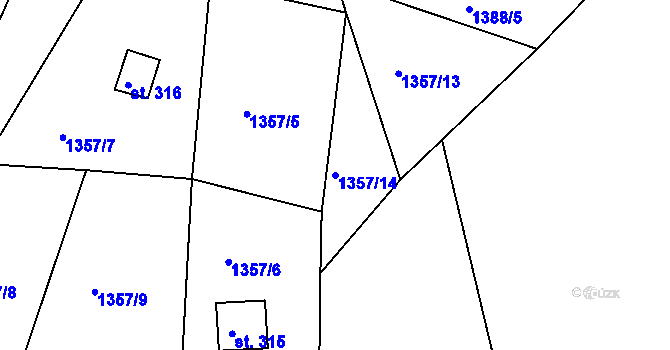 Parcela st. 1357/14 v KÚ Lubno, Katastrální mapa
