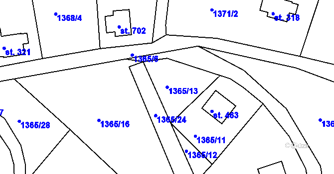 Parcela st. 1365/13 v KÚ Lubno, Katastrální mapa