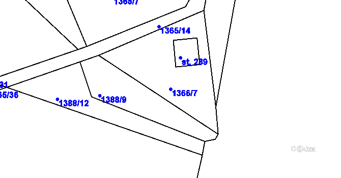 Parcela st. 1366/7 v KÚ Lubno, Katastrální mapa