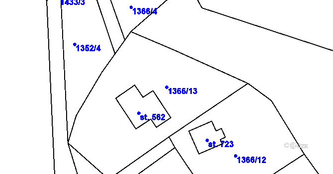 Parcela st. 1366/13 v KÚ Lubno, Katastrální mapa