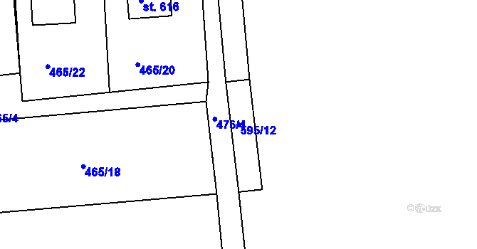 Parcela st. 595/12 v KÚ Lubno, Katastrální mapa