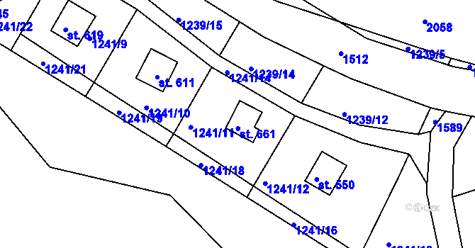 Parcela st. 661 v KÚ Lubno, Katastrální mapa