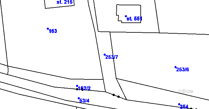 Parcela st. 253/7 v KÚ Lubno, Katastrální mapa