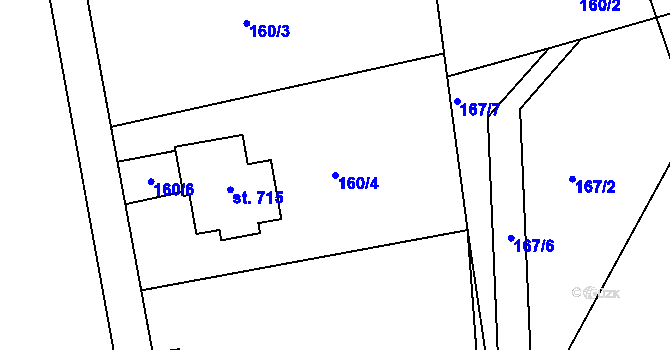 Parcela st. 160/4 v KÚ Lubno, Katastrální mapa