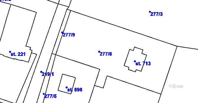 Parcela st. 277/8 v KÚ Lubno, Katastrální mapa