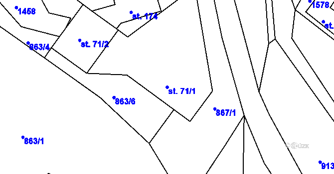 Parcela st. 71/1 v KÚ Lubno, Katastrální mapa