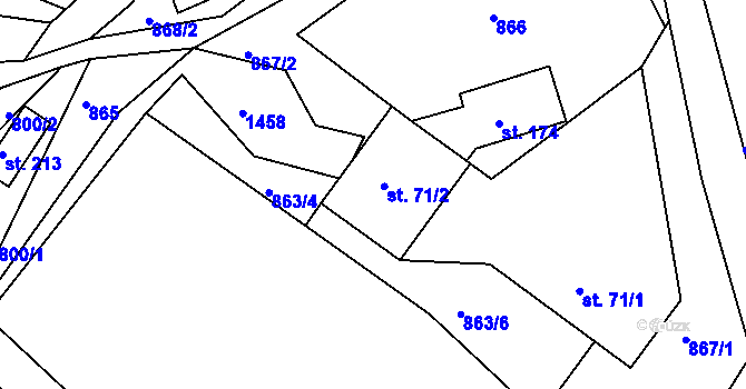 Parcela st. 71/2 v KÚ Lubno, Katastrální mapa