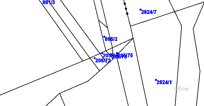 Parcela st. 205/74 v KÚ Lubno, Katastrální mapa