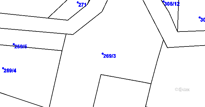 Parcela st. 269/3 v KÚ Lubno, Katastrální mapa