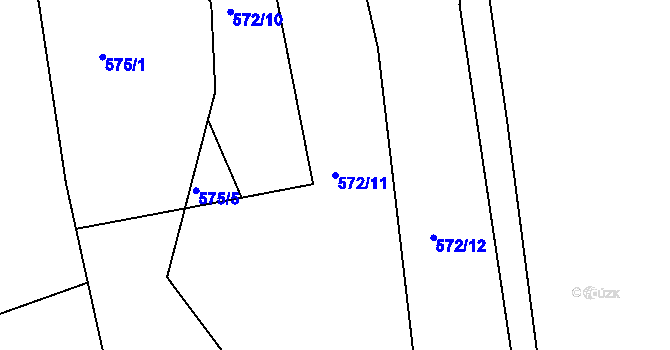 Parcela st. 572/11 v KÚ Lubno, Katastrální mapa