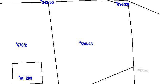 Parcela st. 595/28 v KÚ Lubno, Katastrální mapa