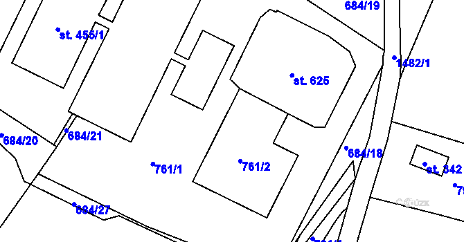 Parcela st. 761 v KÚ Lubno, Katastrální mapa