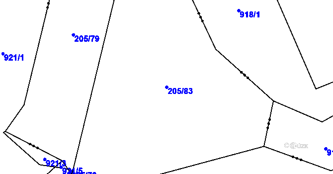 Parcela st. 205/83 v KÚ Lubno, Katastrální mapa