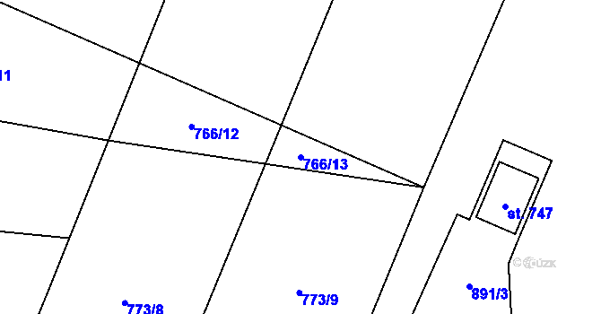 Parcela st. 766/13 v KÚ Lubno, Katastrální mapa