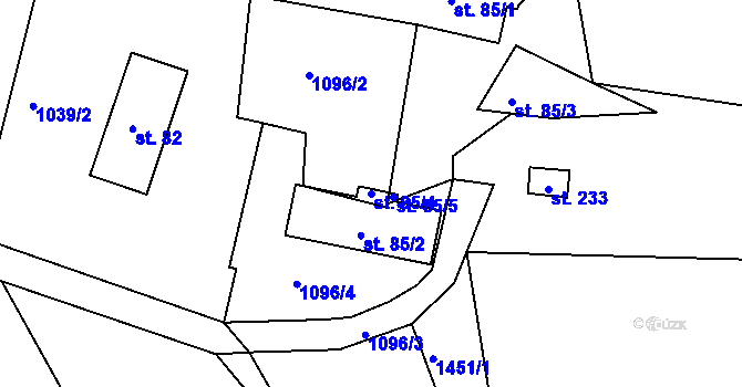 Parcela st. 85/4 v KÚ Lubno, Katastrální mapa