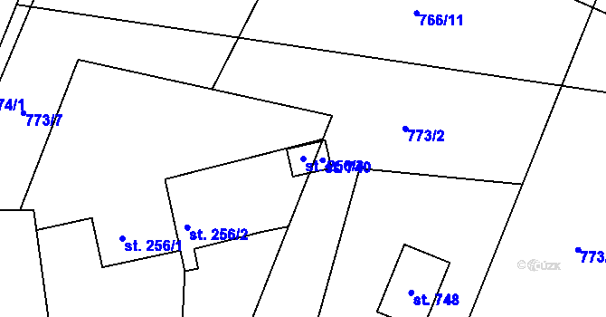 Parcela st. 256/3 v KÚ Lubno, Katastrální mapa
