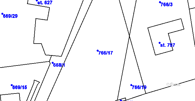 Parcela st. 766/17 v KÚ Lubno, Katastrální mapa