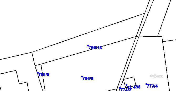Parcela st. 766/18 v KÚ Lubno, Katastrální mapa