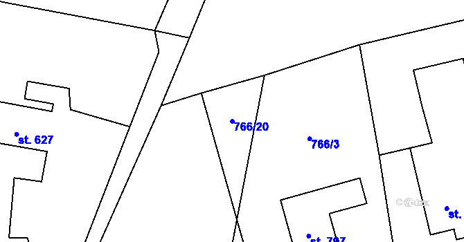 Parcela st. 766/20 v KÚ Lubno, Katastrální mapa