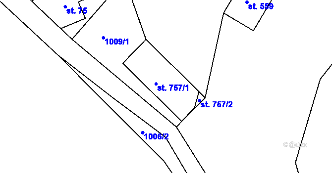 Parcela st. 757/1 v KÚ Lubno, Katastrální mapa
