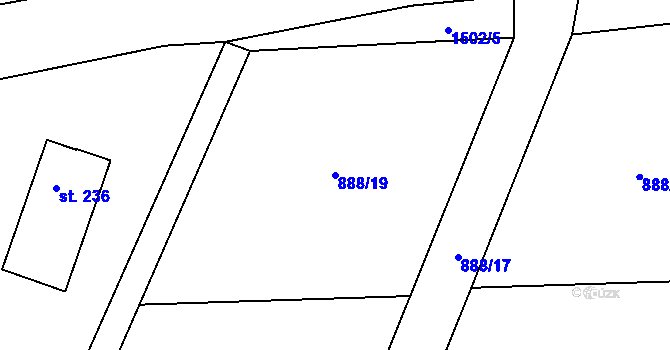 Parcela st. 888/19 v KÚ Lubno, Katastrální mapa