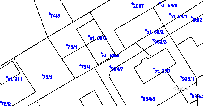 Parcela st. 58/4 v KÚ Lubojaty, Katastrální mapa