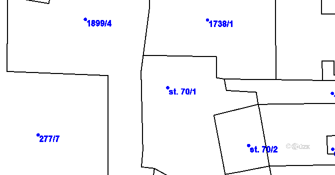 Parcela st. 70/1 v KÚ Lubojaty, Katastrální mapa