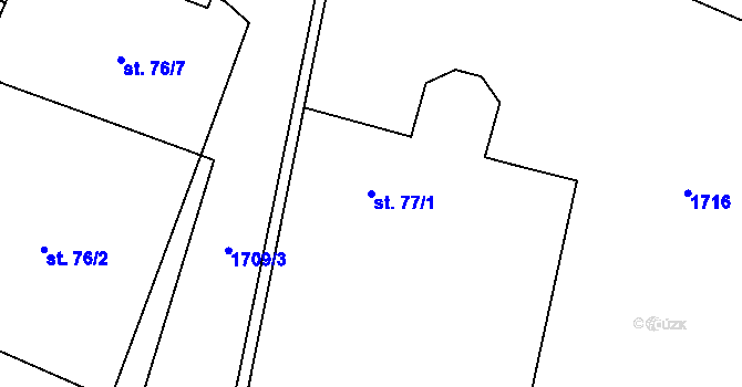 Parcela st. 77/1 v KÚ Lubojaty, Katastrální mapa