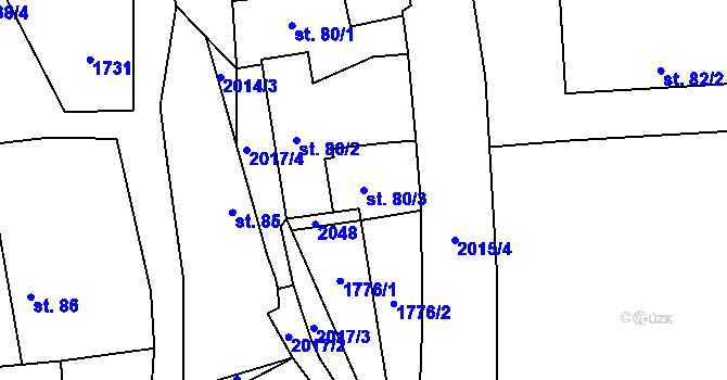 Parcela st. 80/3 v KÚ Lubojaty, Katastrální mapa