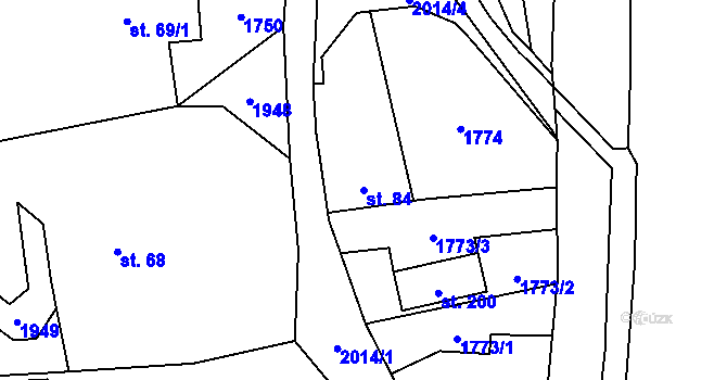 Parcela st. 84 v KÚ Lubojaty, Katastrální mapa