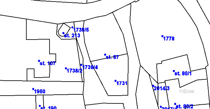 Parcela st. 87 v KÚ Lubojaty, Katastrální mapa