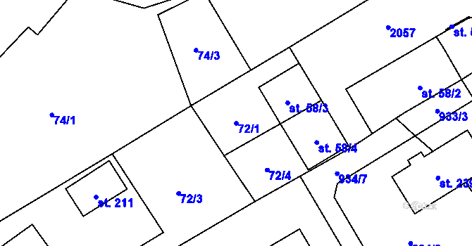 Parcela st. 72/1 v KÚ Lubojaty, Katastrální mapa