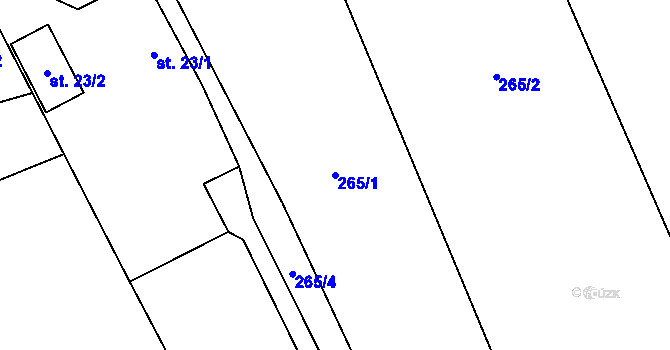 Parcela st. 265/1 v KÚ Lubojaty, Katastrální mapa
