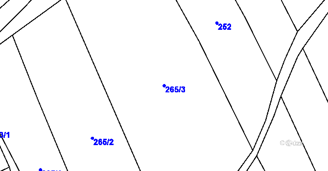 Parcela st. 265/3 v KÚ Lubojaty, Katastrální mapa