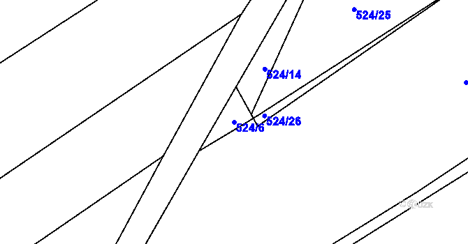 Parcela st. 524/6 v KÚ Lubojaty, Katastrální mapa