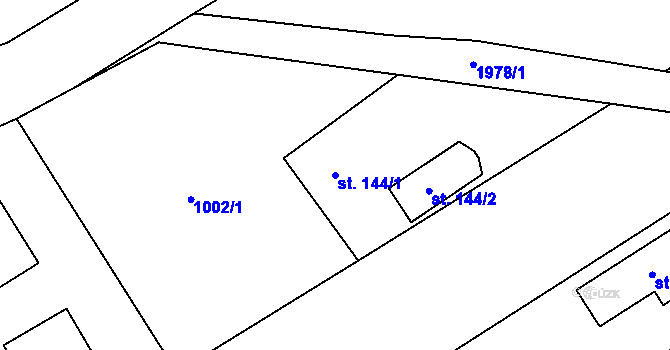 Parcela st. 144/1 v KÚ Lubojaty, Katastrální mapa