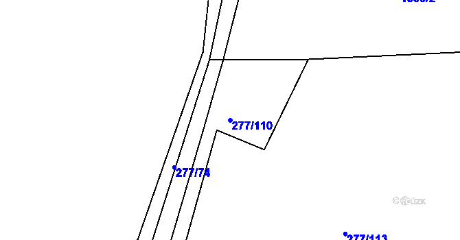 Parcela st. 277/110 v KÚ Lubojaty, Katastrální mapa