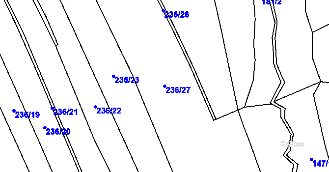 Parcela st. 236/27 v KÚ Lubojaty, Katastrální mapa