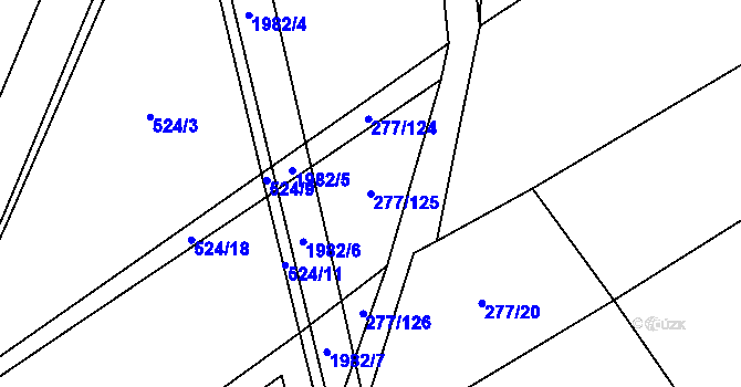 Parcela st. 277/125 v KÚ Lubojaty, Katastrální mapa