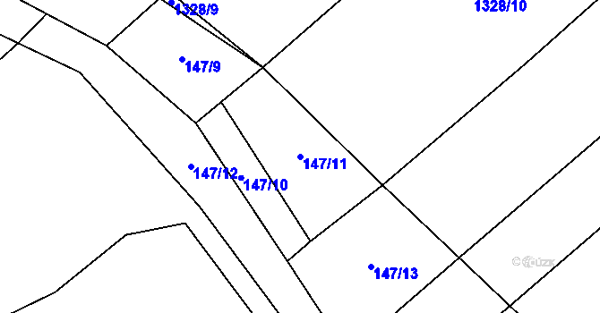 Parcela st. 147/11 v KÚ Lubojaty, Katastrální mapa