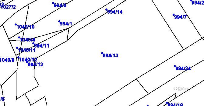 Parcela st. 994/13 v KÚ Lubojaty, Katastrální mapa