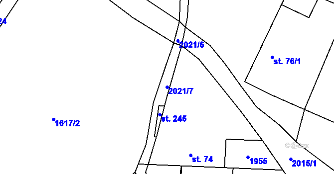 Parcela st. 2021/7 v KÚ Lubojaty, Katastrální mapa