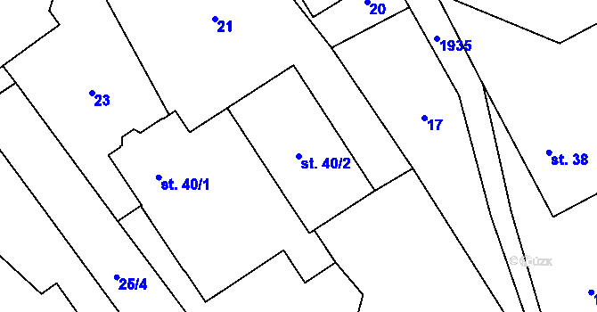 Parcela st. 40/2 v KÚ Luboměř, Katastrální mapa