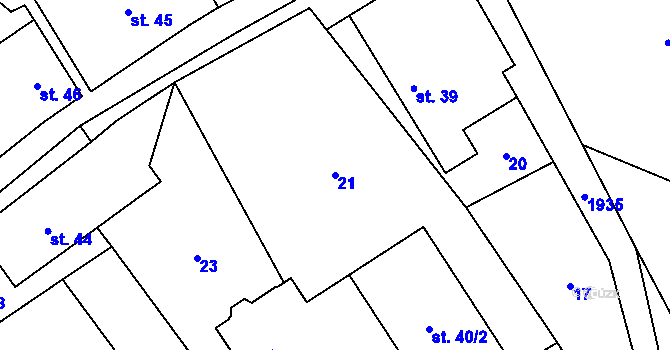 Parcela st. 21 v KÚ Luboměř, Katastrální mapa